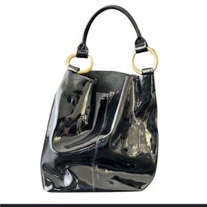 SEQUOIA BLACK PATENT SHOULDER BAG The Redwood‎ Bag Rare/withMake-up bag